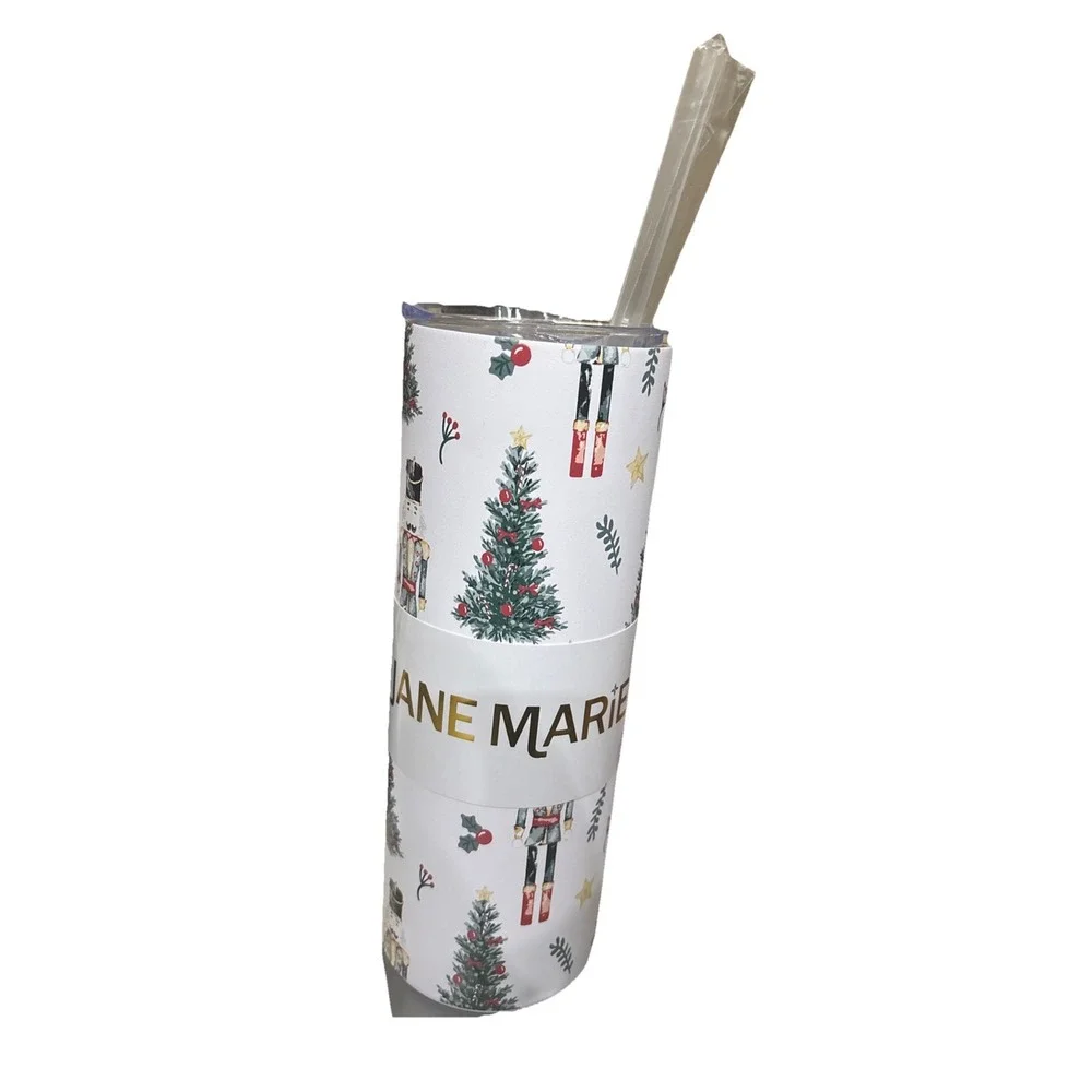 NWT Jane Marie Holiday Drinkware 20oz Skinny Tumbler With Straw